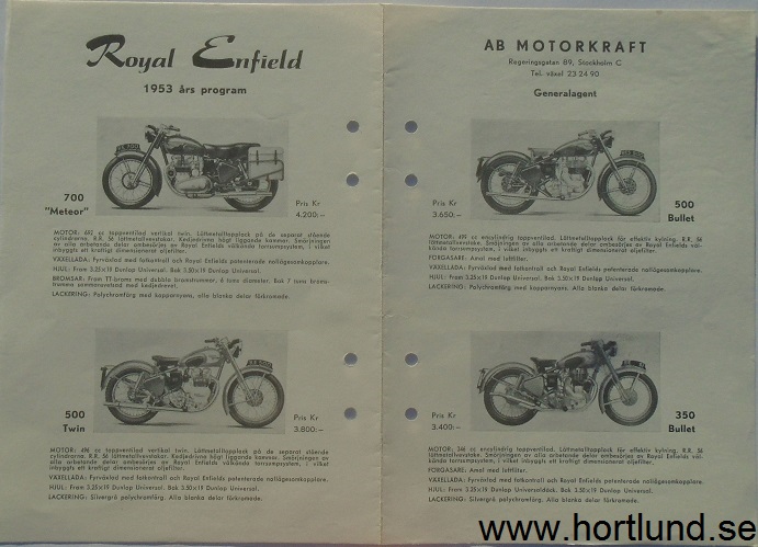 1953 Royal Enfield broschyr svensk