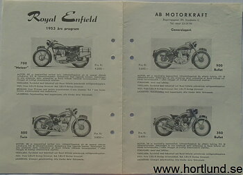 1953 Royal Enfield broschyr svensk