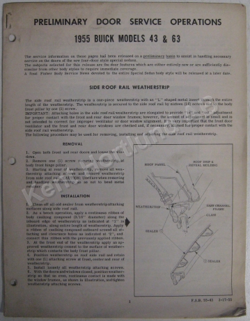 1955 Buick Mod 43 & 63 Preliminary door service operations