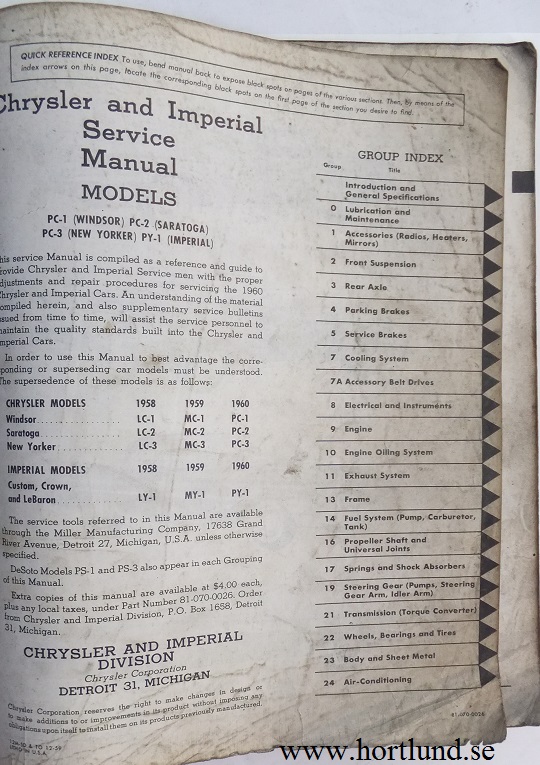 1960 Chrysler och Imperial Service Manual - 2
