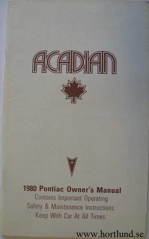 1980 Pontiac Acadian Owner's Manual