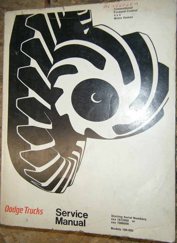 1969-1971 Dodge Trucks Models 100-800 Service Manual