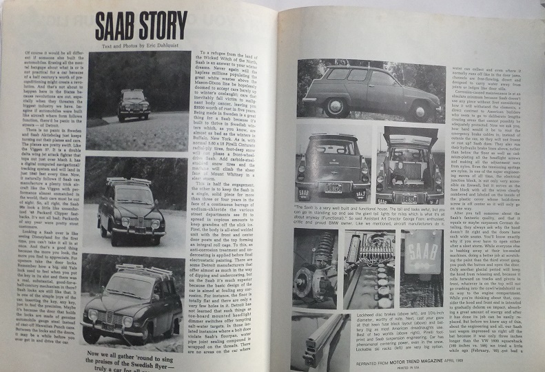 1969 SAAB 95 V4 broschyr Motor Trend - 2
