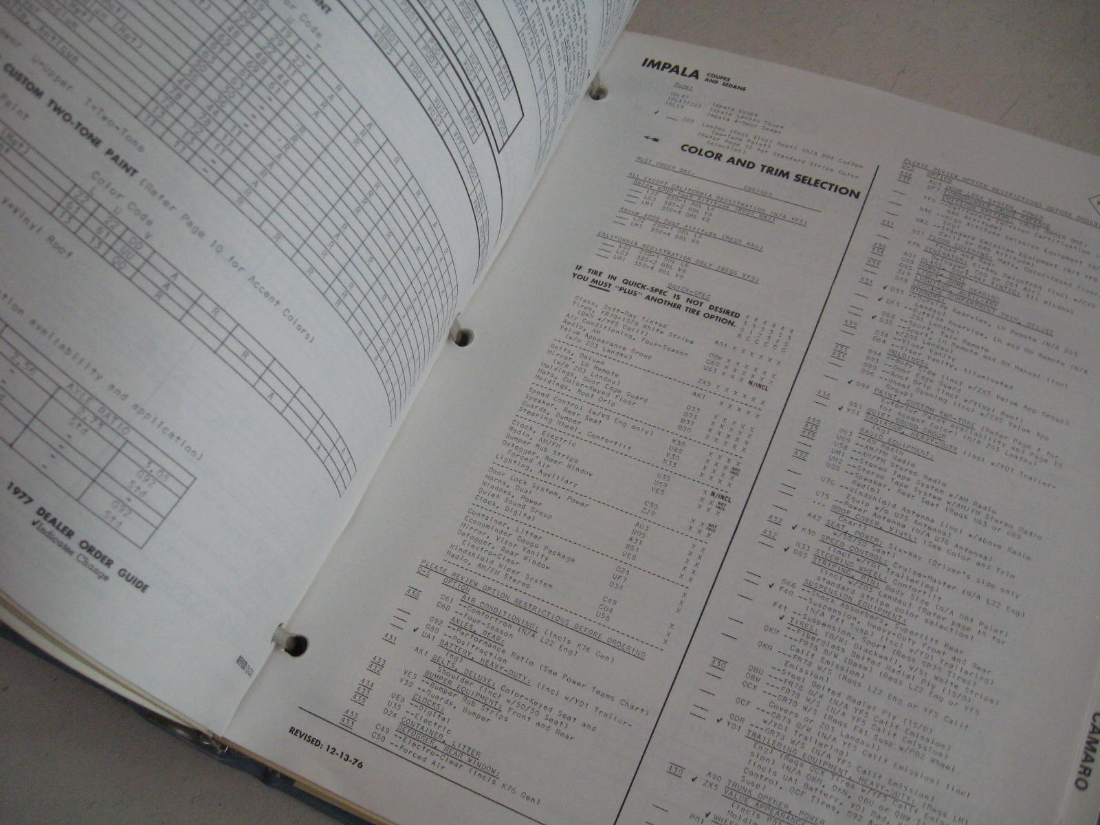 1977 Chevrolet Dealer Order Guide Alla Bilmodeller - 2