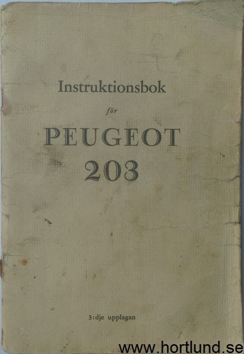 1953 Peugeot 203 Instruktionsbok