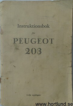1953 Peugeot 203 Instruktionsbok