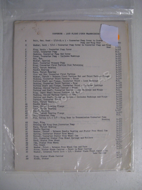 1958 Buick Flight Pitch Parts list and illustrations
