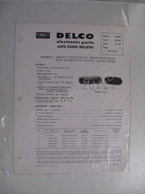 1959 Buick Radio Service Instructions