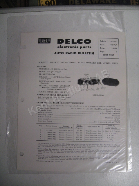 1959 Buick Radio Service Instructions