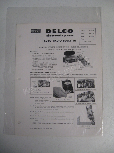 1959 Buick Radio Service Instructions