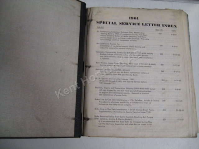 1961 Buick Service letters