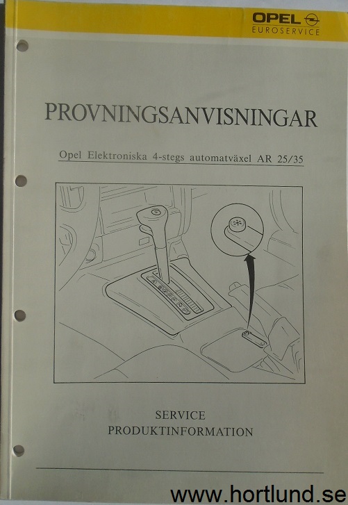 1989 Opel Automat AR 25/35 Provningsanvisningar