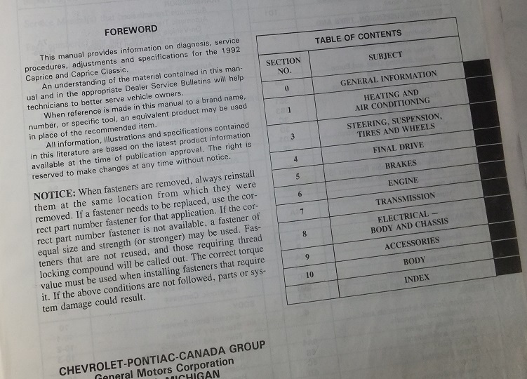 1992 Chevrolet Caprice Service Manual - 2