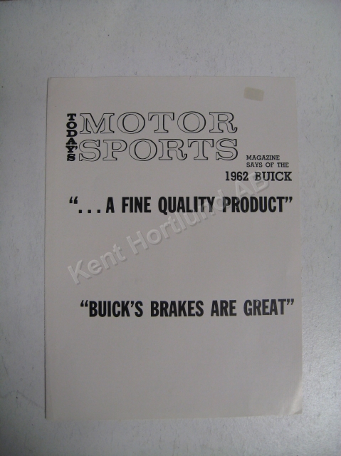 1962 Buick Today's Motor Sports särtryck