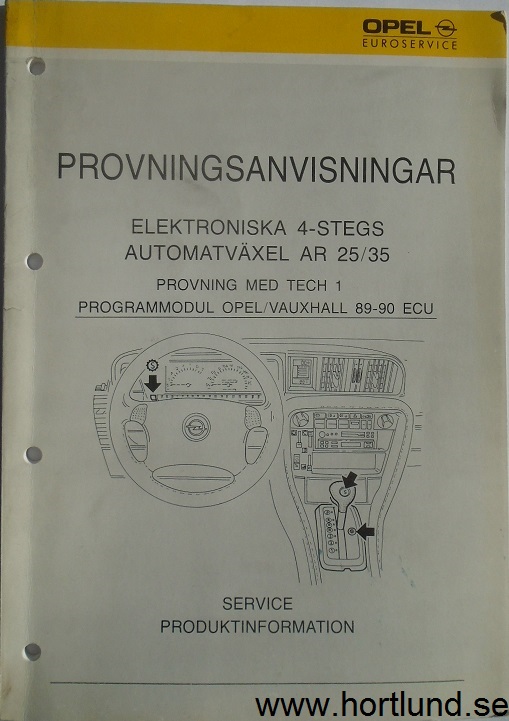 1989-1990 Opel Automat AR 25/35 Provningsanvisningar