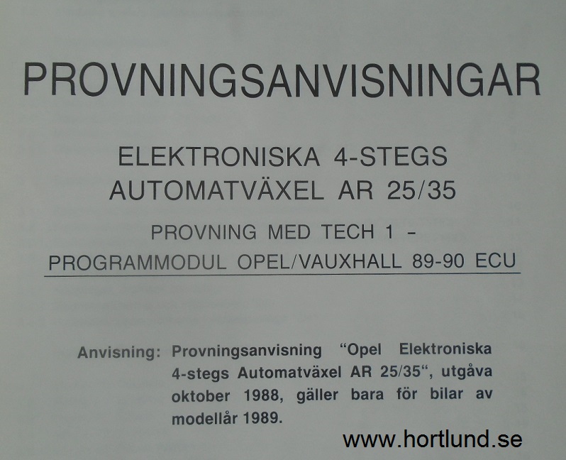 1989-1990 Opel Automat AR 25/35 Provningsanvisningar - 3