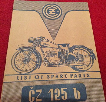 1947 CZ 125 b List of Spare Parts