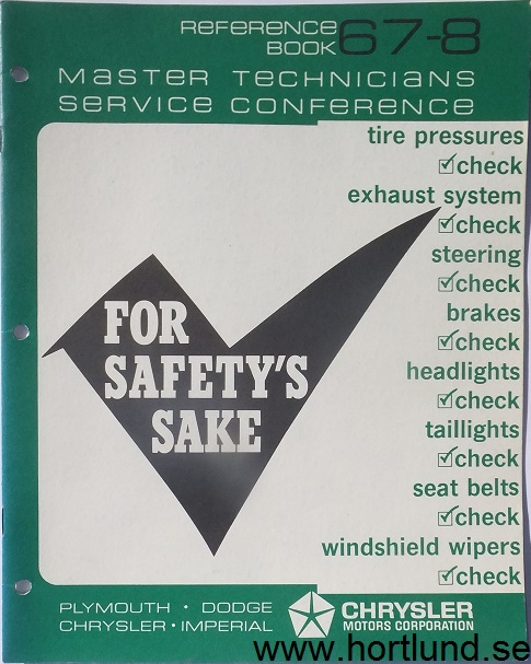 1967 Chrysler Corp. Master Technicians Service Conference Reference Book 67-8