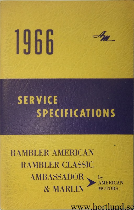 1966 AMC och Rambler Service Specifications