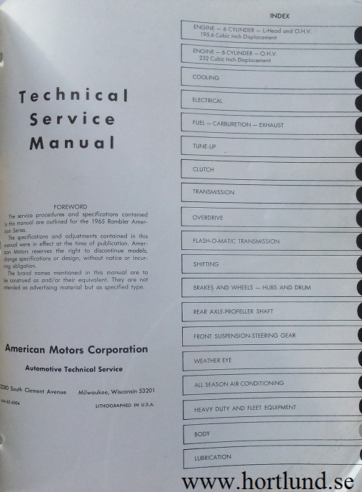 1965 Rambler American Technical Service Manual - 2