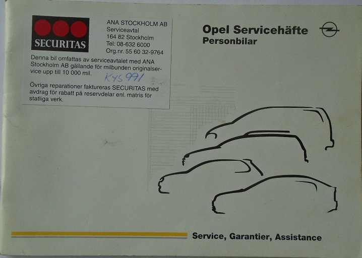 1999 Opel Servicehäfte