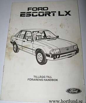 1985 Ford Escort LX tillägg till Förarens handbok