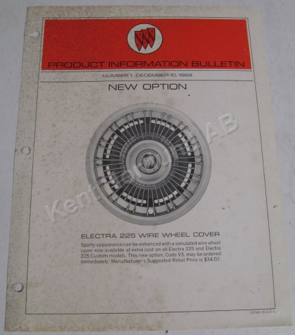1969 Buick Product information bulletin new option