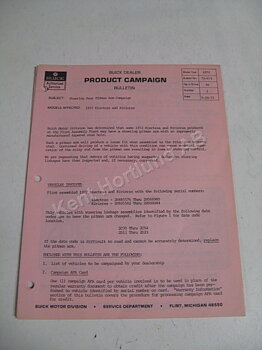 1972 Buick Product campaign bulletin