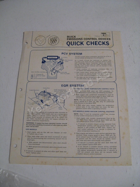 1973 Buick quick checks