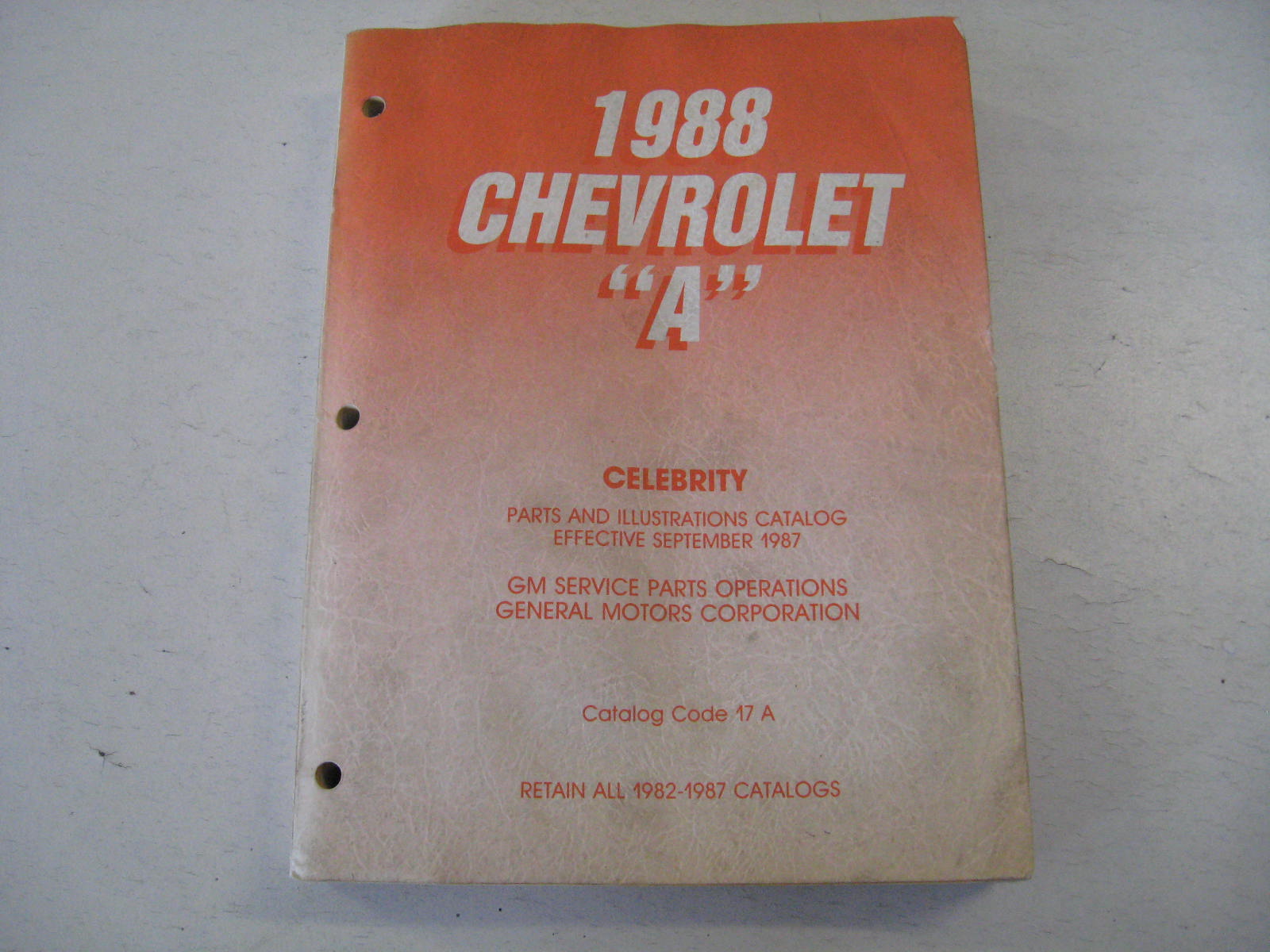 1988 Chevrolet A Parts And Illustration Catalog Celebrity