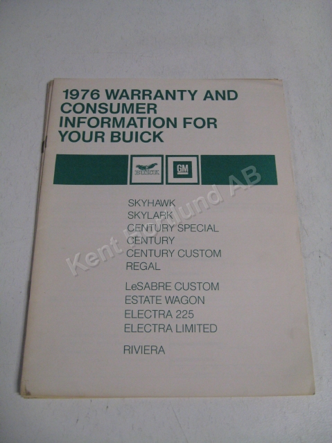 1976 Buick warranty and consumer information
