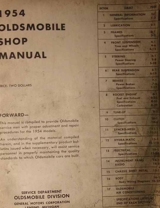 1954 Oldsmobile Shop Manual original - 2
