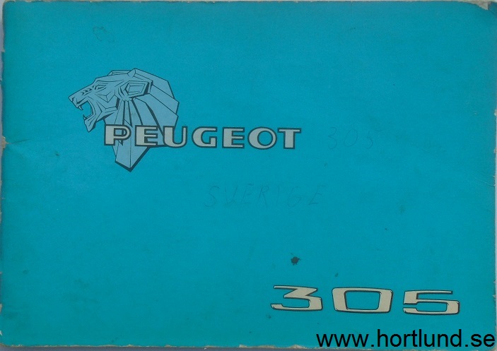 1978 Peugeot 305 Instruktionsbok