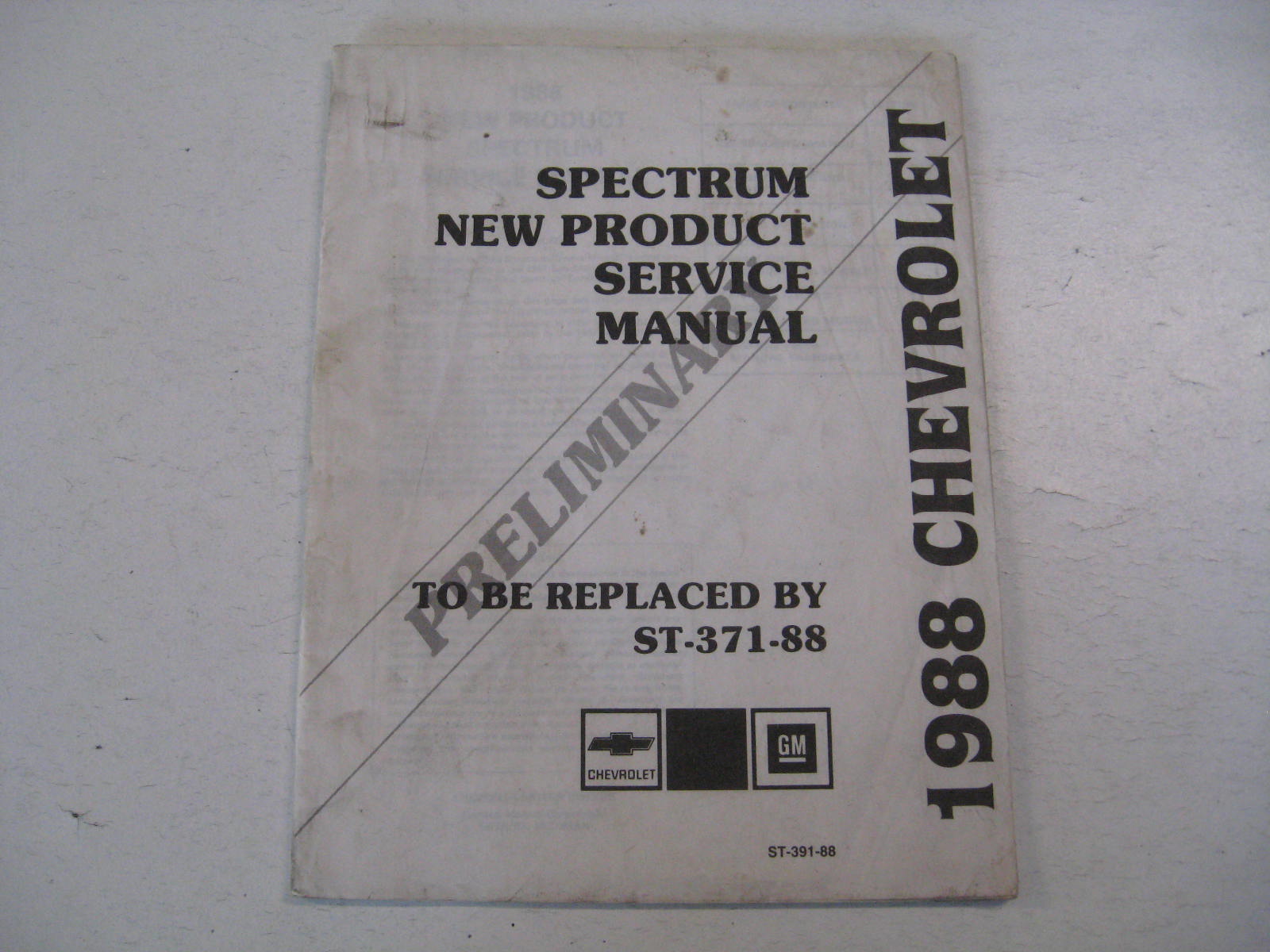 1988 Chevrolet Spectrum New Product Service Manual
