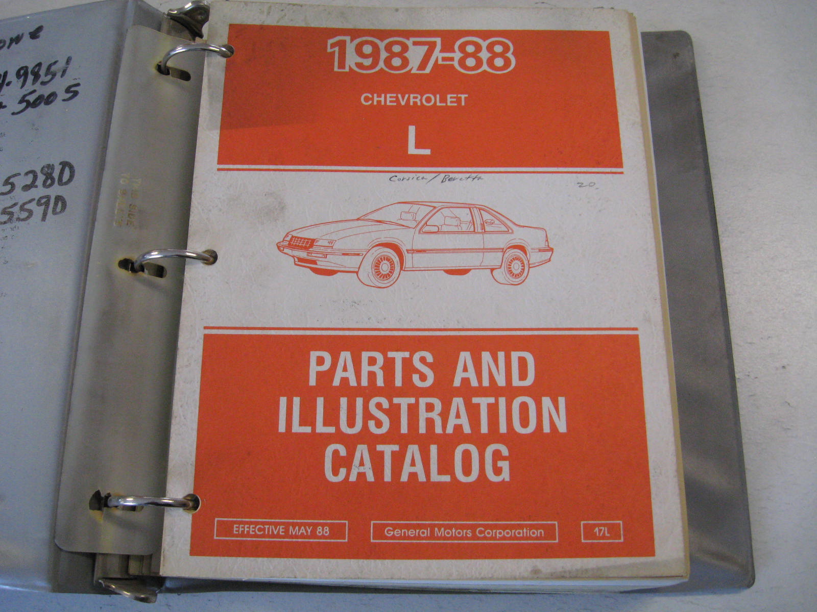 1987 - 1988 Chevrolet Corscica / Beretta Parts and Illustration Catalog