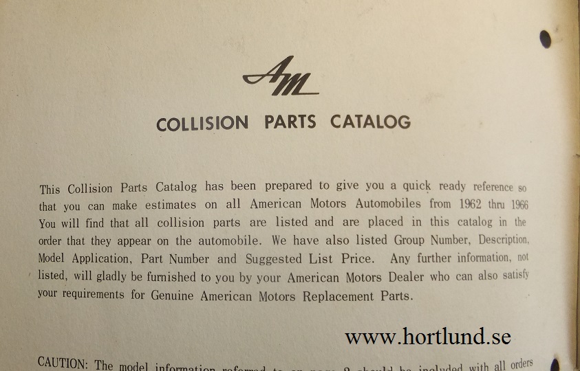 1962 - 1966 Rambler Collision Parts Catalog - 2