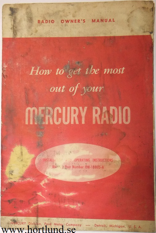 1948 Mercury Radio Owner's Manual