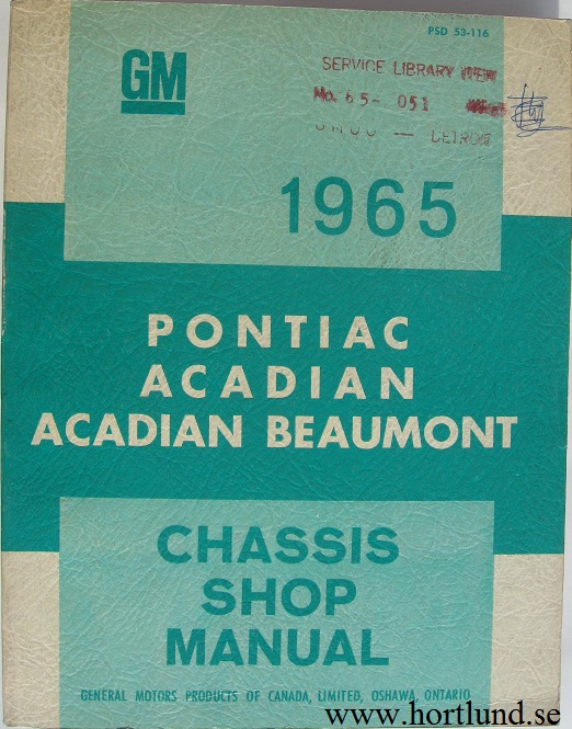 1965 Pontiac Strato-Chief Laurentian Parisienne Akadian Chassis Shop Manual