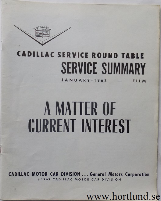 1963 Cadillac Service summary January 1963