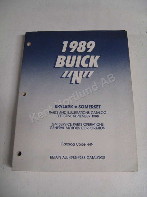 1989 Buick Skylark, Somerset parts and illustration catalog N