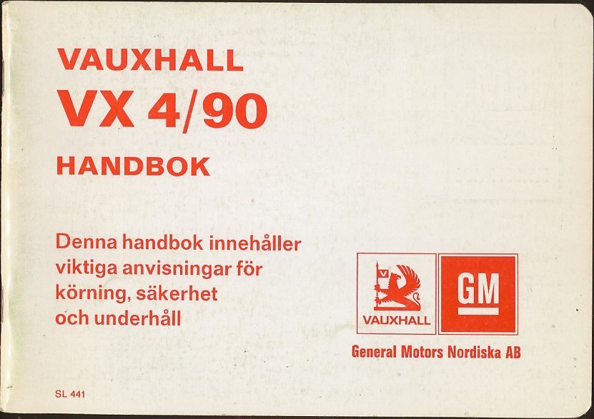 1978 Vauxhall VX 4/90 Handbok svensk