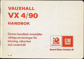 1978 Vauxhall VX 4/90 Handbok svensk