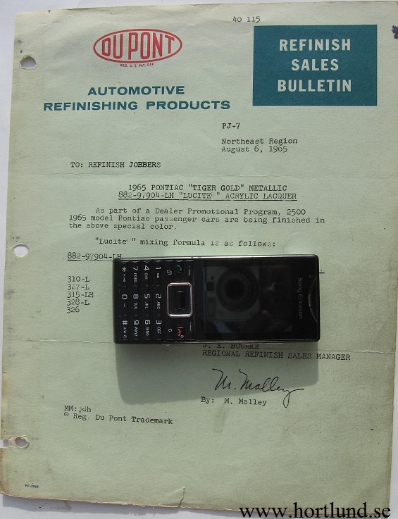 1965 Pontiac Tiger Gold recept