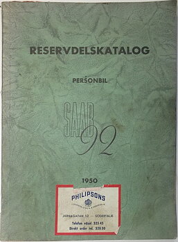 1950 SAAB 92 Reservdelskatalog