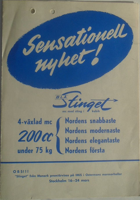 1957 Monark Blå Stinget broschyr svensk