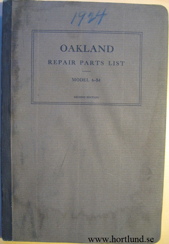 1924 Oakland Model 6-54 Repair Parts List