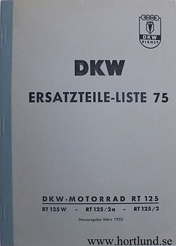 1953 DKW RT 125 W, 125/2a, 125/2 Reservdelskatalog
