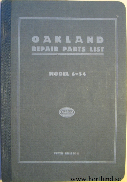 1925 Oakland Model 6-54 Repair Parts List Fifth Edit.
