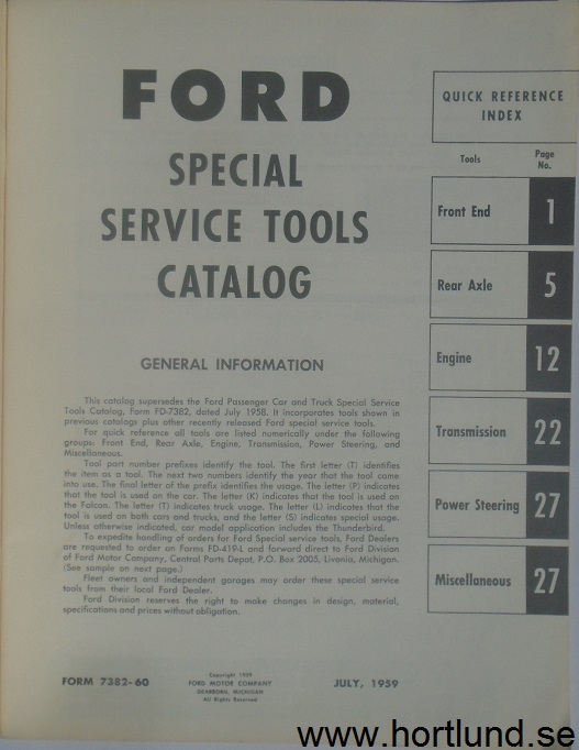 1952-1960 Ford Cars and Trucks Special Service Tools - 2