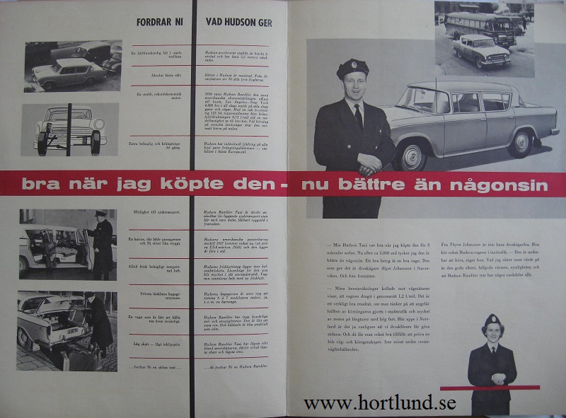 1957 Hudson Rambler Taxi broschyr svensk - 2
